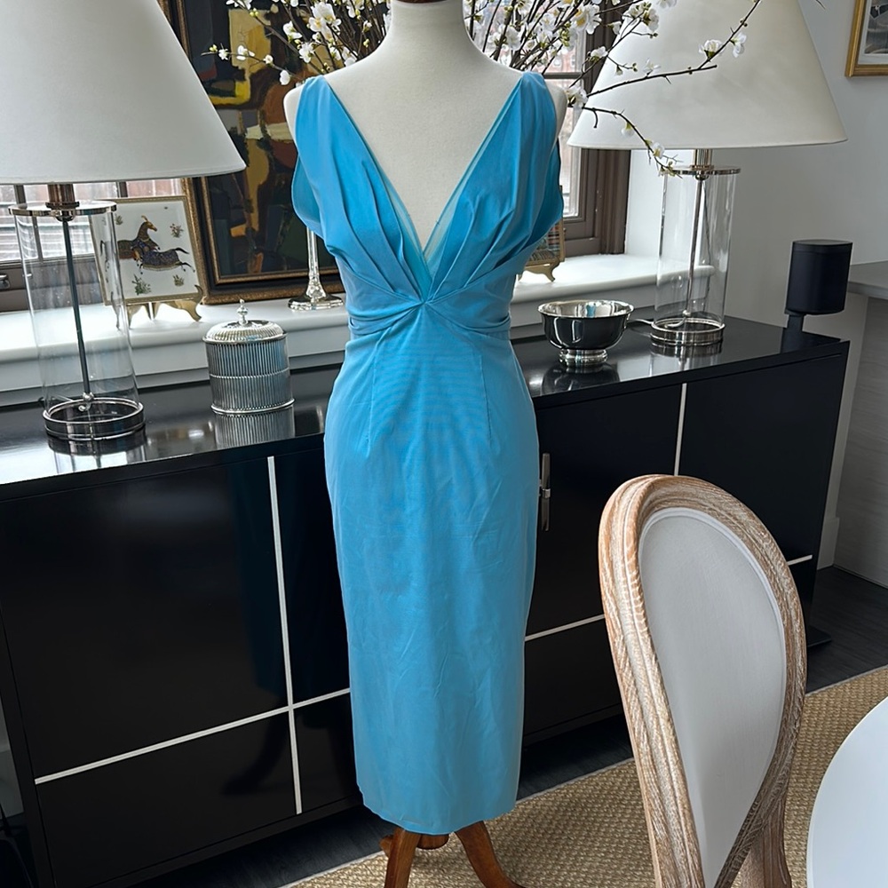 Talbot Runhof Silk Blend Midi Cocktail Dress 8